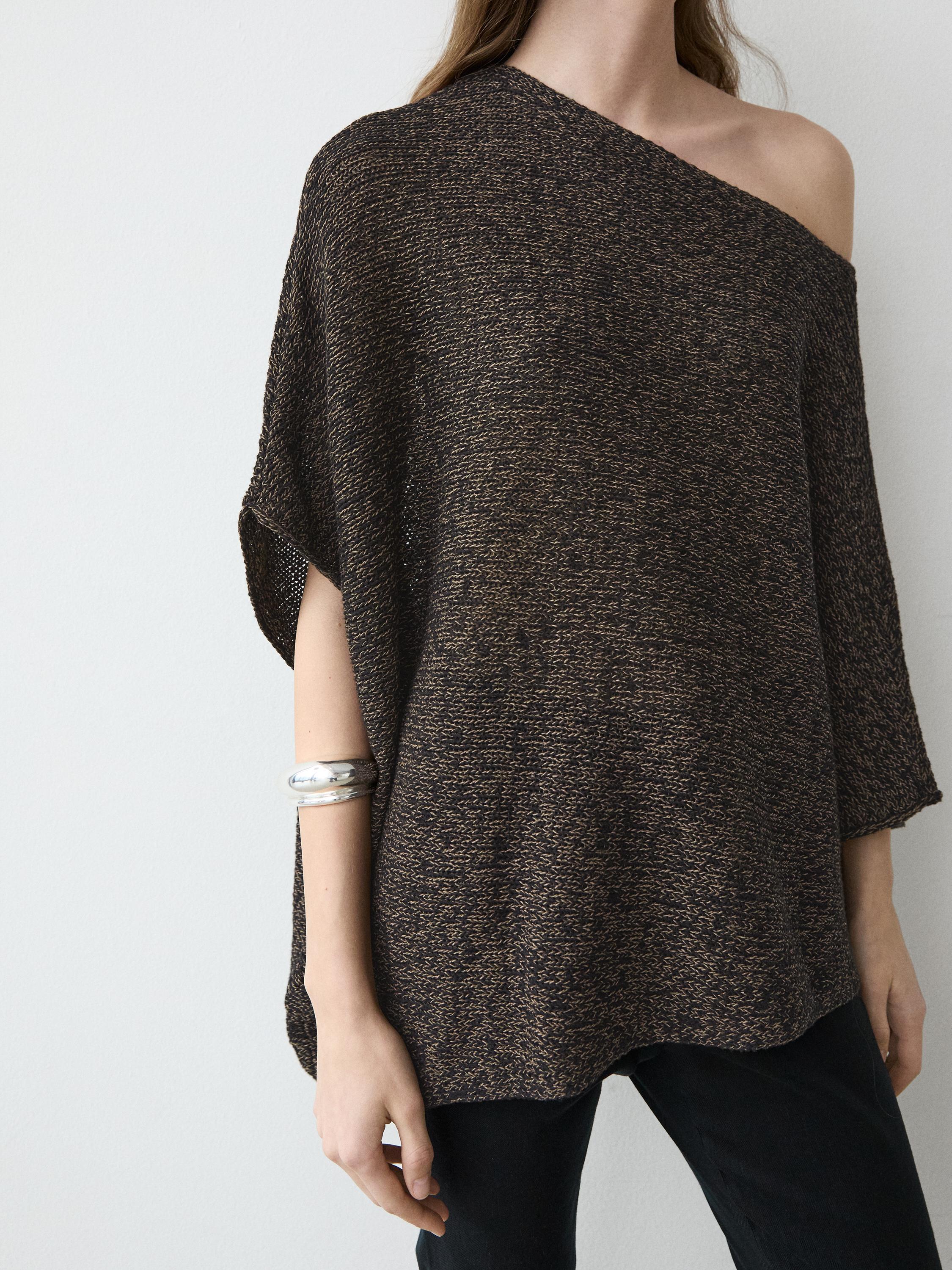 Flowing asymmetric cotton blend cape